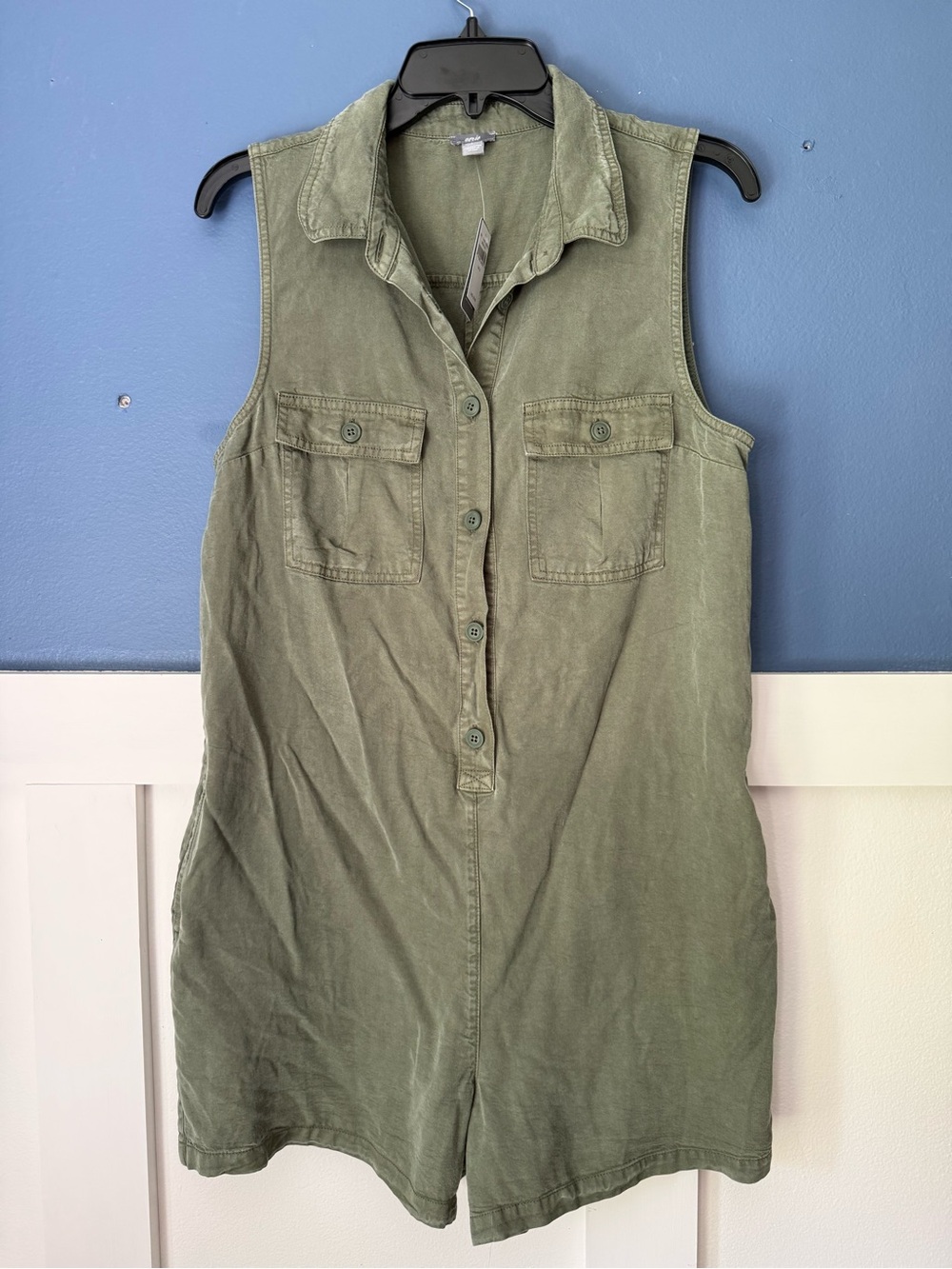 Aerie Sleeveless Utility Romper in Olive Green NWT